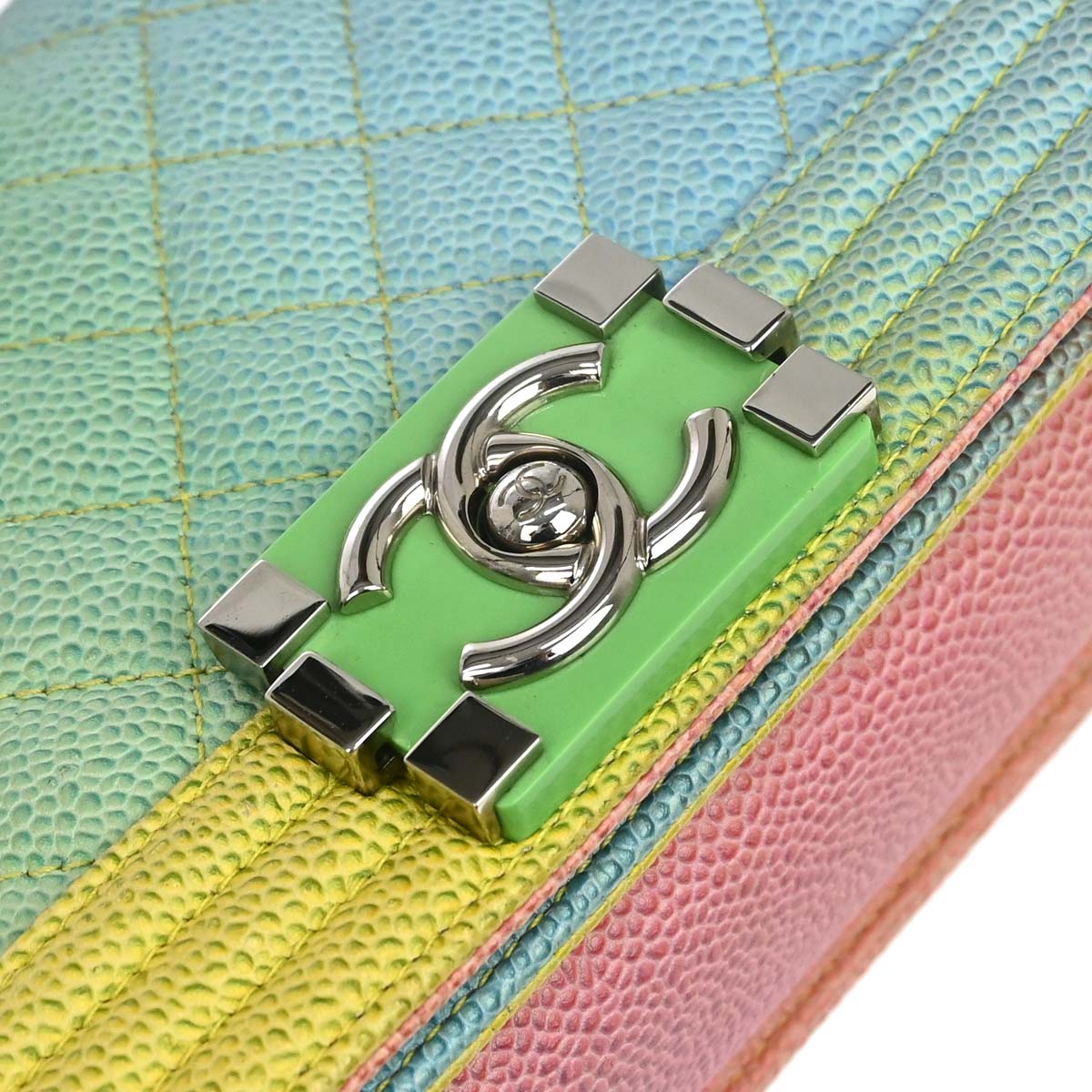 Boy Chanel 2017 Pink Yellow Blue Green Caviar Skin Small Chain Shoulder Bag