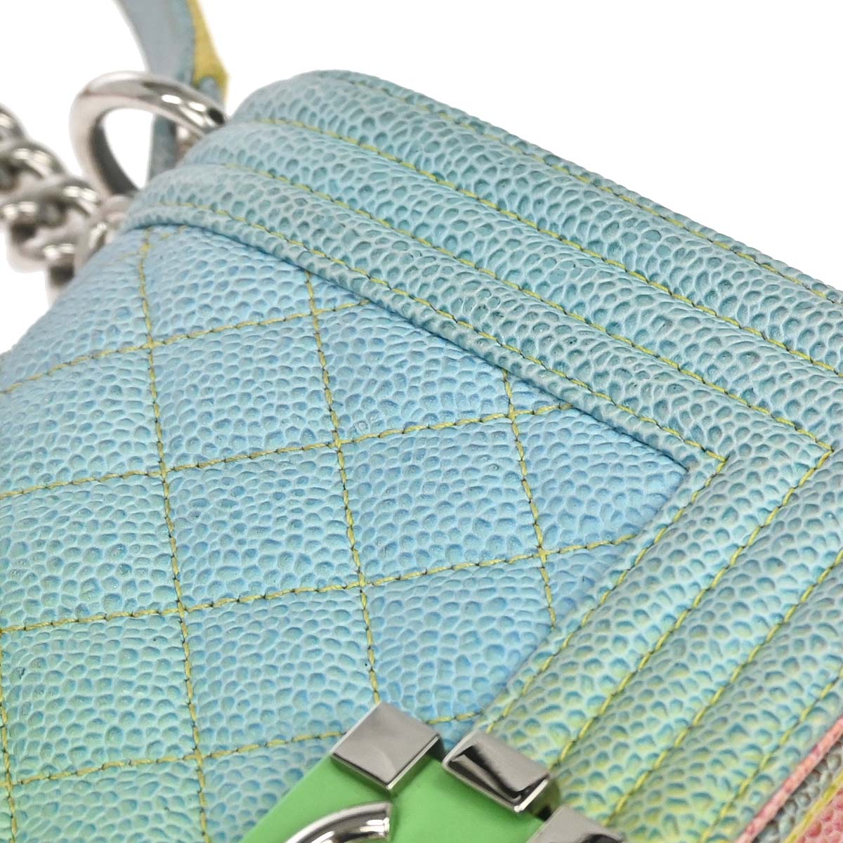 Boy Chanel 2017 Pink Yellow Blue Green Caviar Skin Small Chain Shoulder Bag