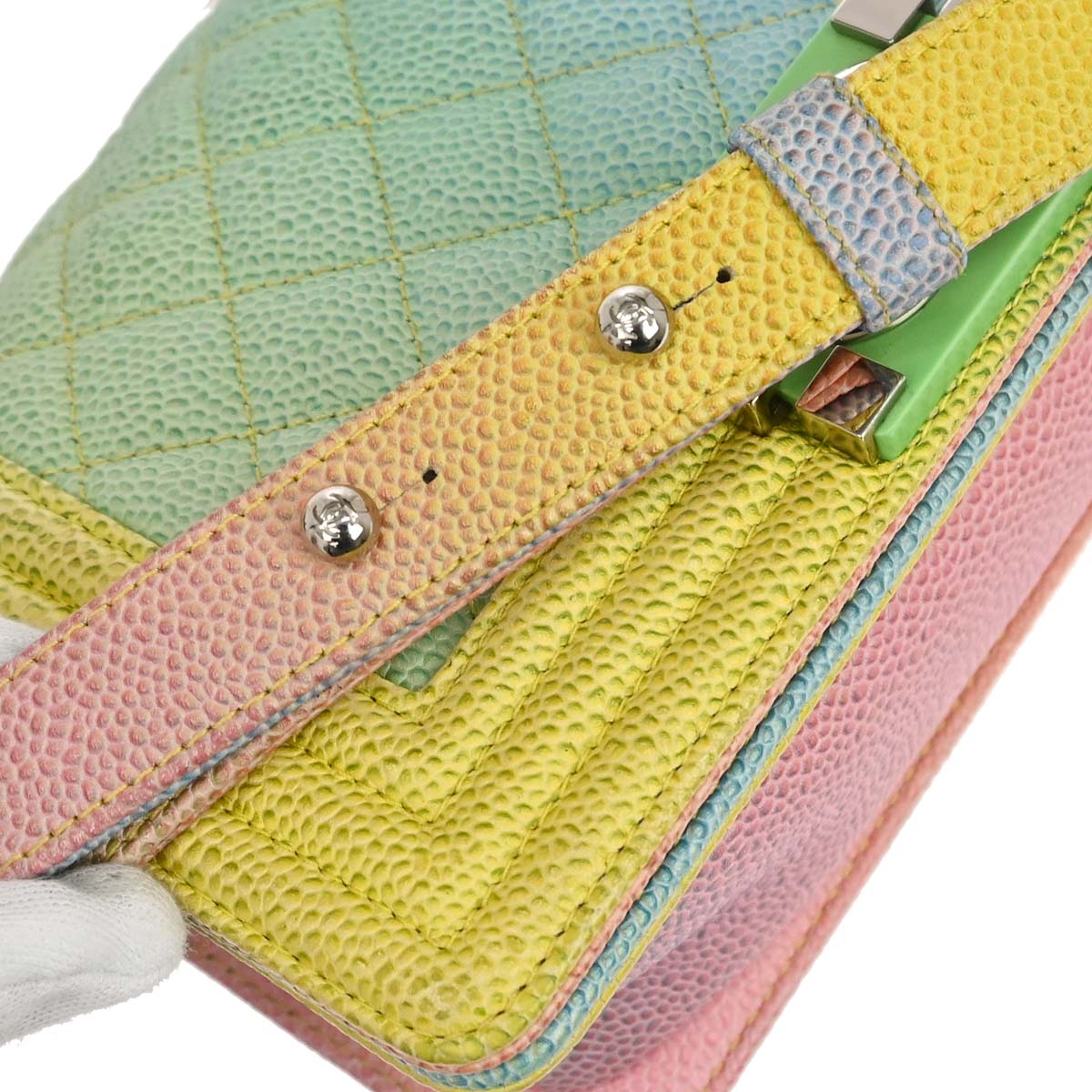 Boy Chanel 2017 Pink Yellow Blue Green Caviar Skin Small Chain Shoulder Bag