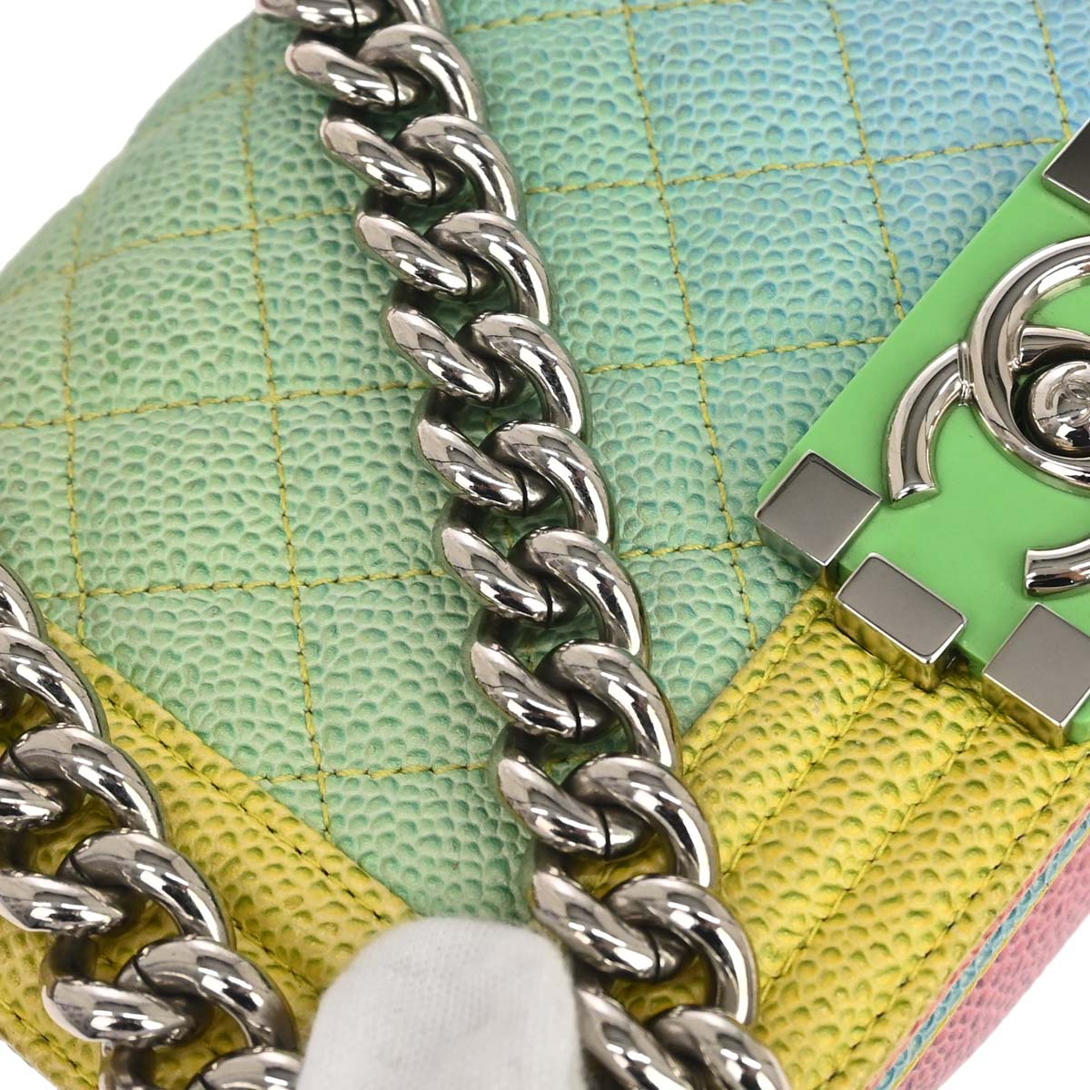 Boy Chanel 2017 Pink Yellow Blue Green Caviar Skin Small Chain Shoulder Bag