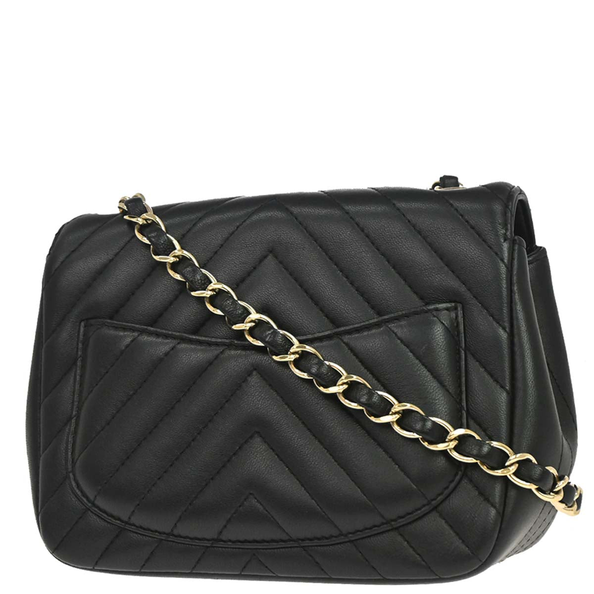 Chanel 2017-2018 Black Lambskin Chevron Mini Classic Square Flap Shoulder Bag 17