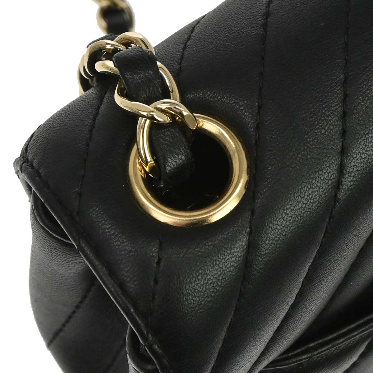 Chanel 2017-2018 Black Lambskin Chevron Mini Classic Square Flap Shoulder Bag 17