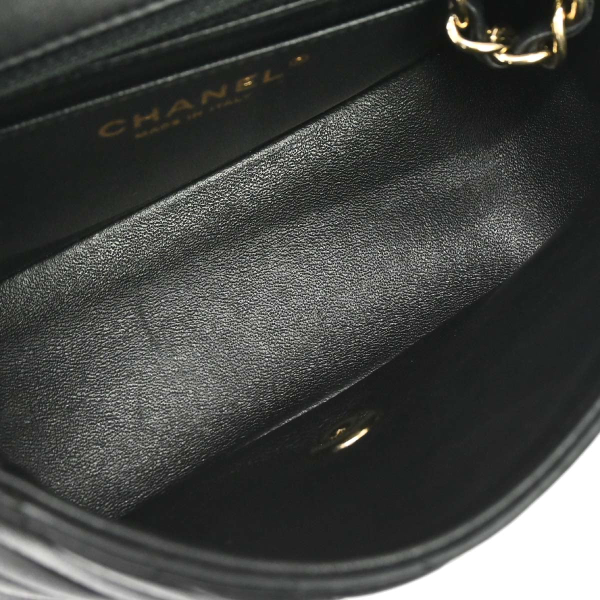 Chanel 2017-2018 Black Lambskin Chevron Mini Classic Square Flap Shoulder Bag 17