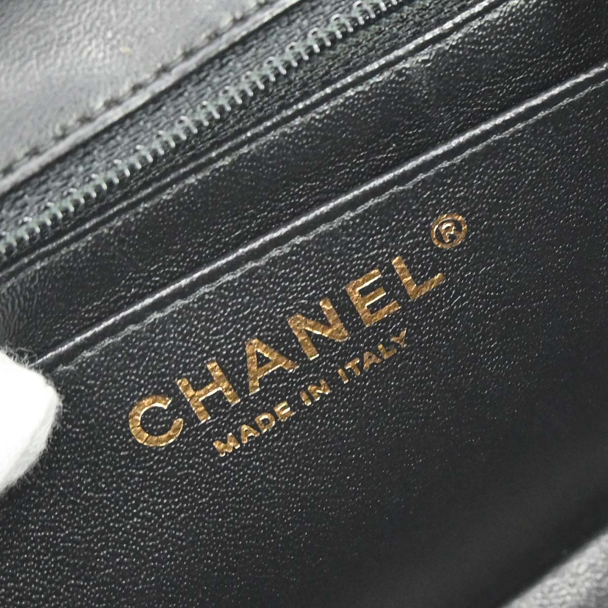 Chanel 2017-2018 Black Lambskin Chevron Mini Classic Square Flap Shoulder Bag 17