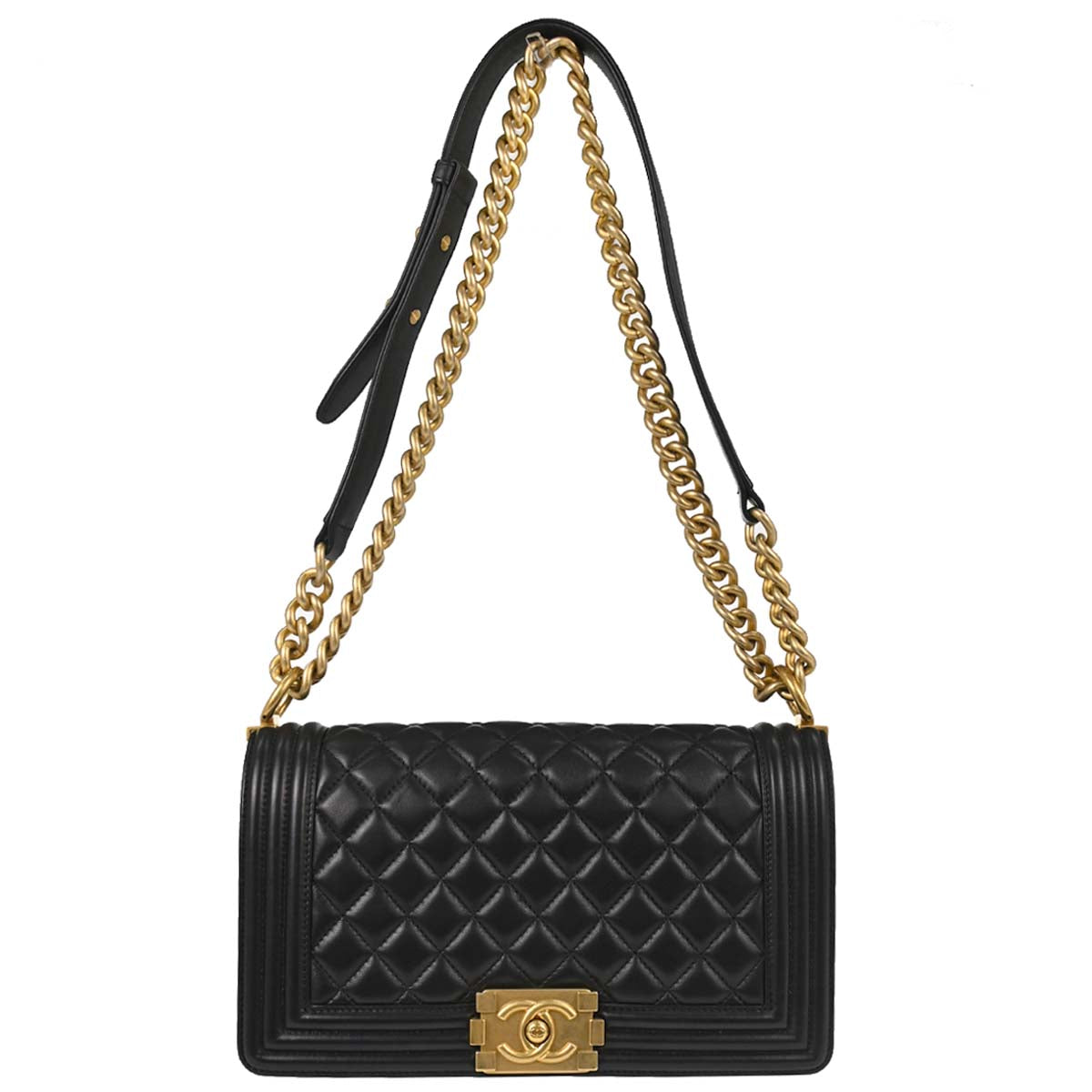 Boy Chanel 2017 Black Lambskin Medium Shoulder Bag