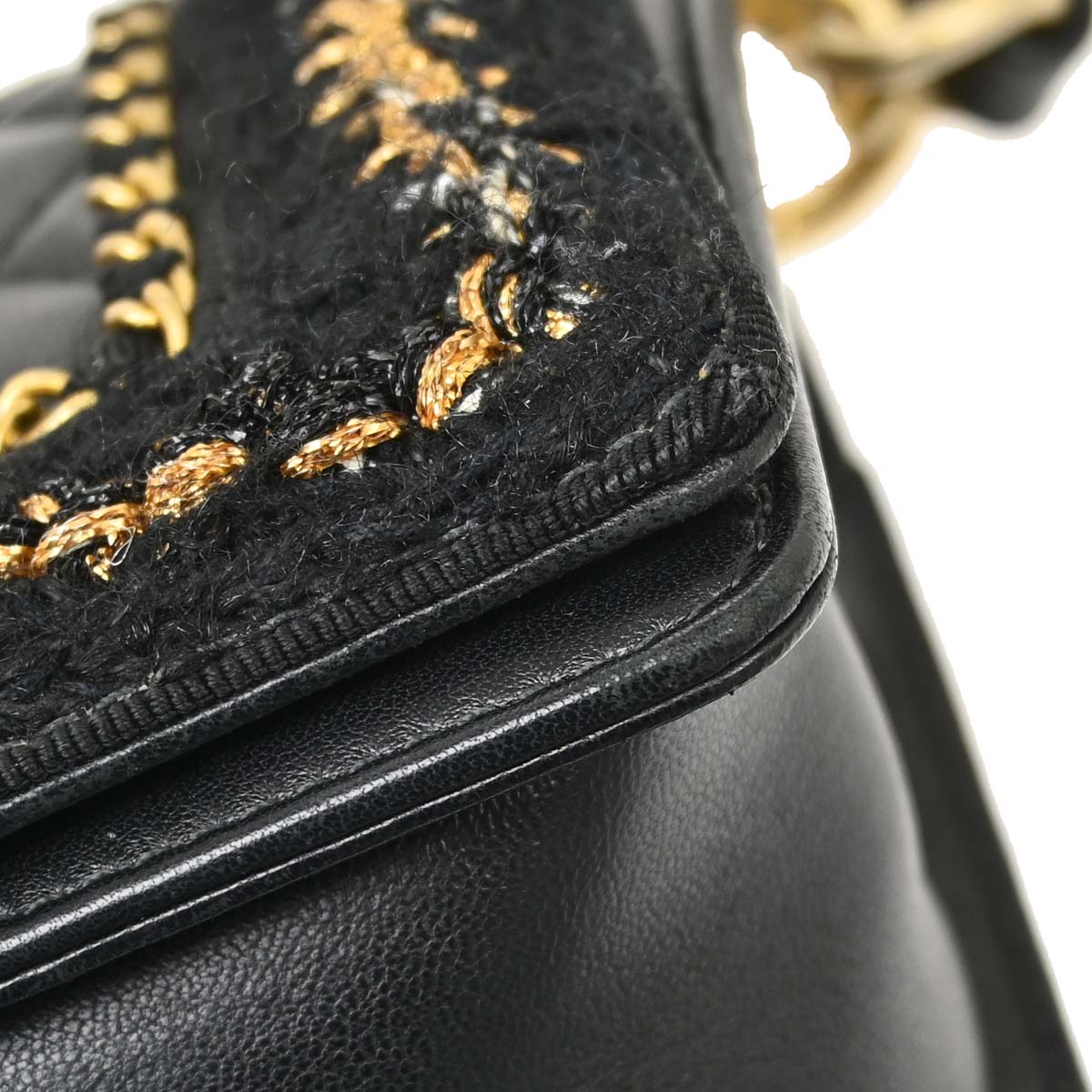 Boy Chanel 2017 Black Lambskin Tweed Small Chain Shoulder Bag
