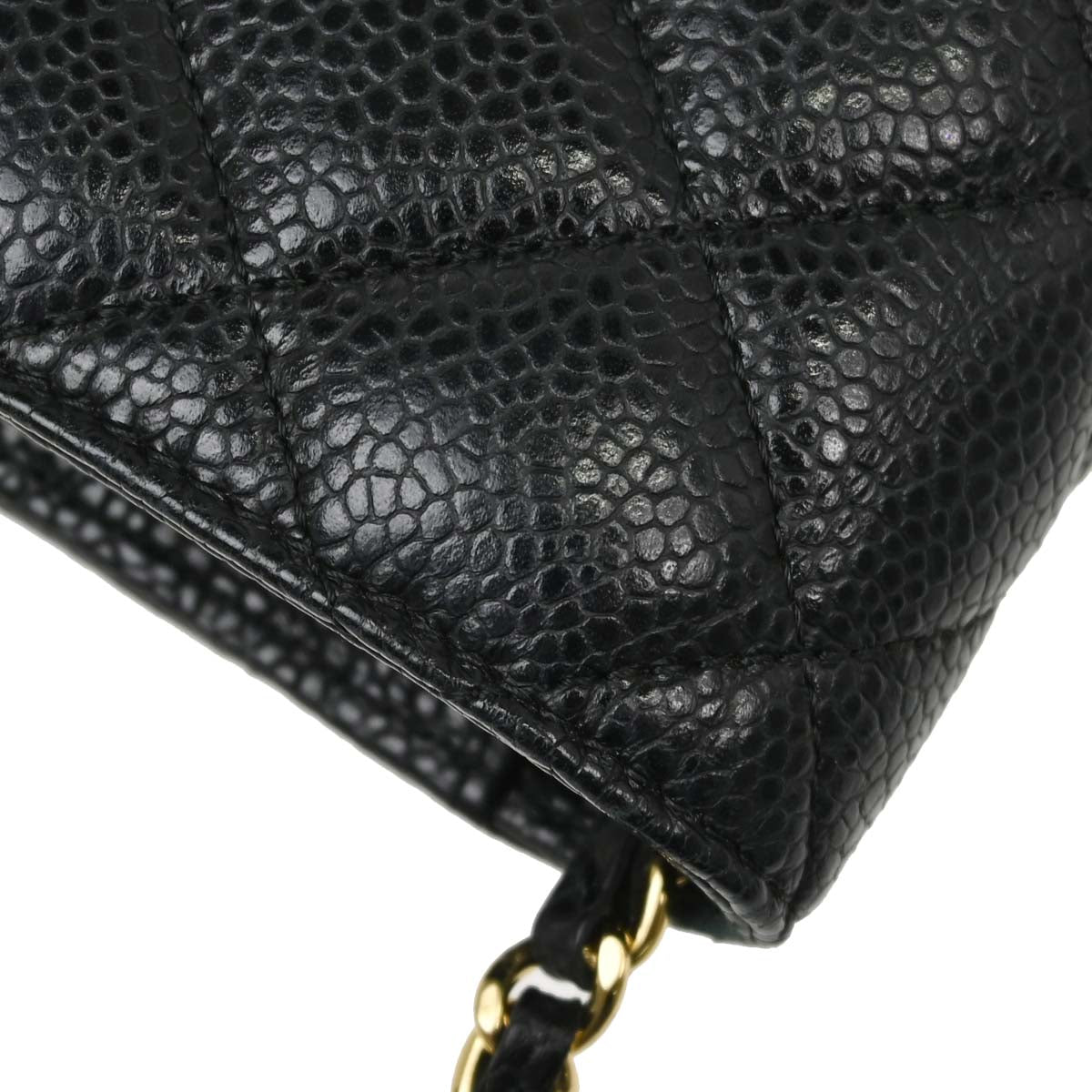 Chanel 2018-2019 Black Caviar Skin Classic WOC Wallet on Chain Bag