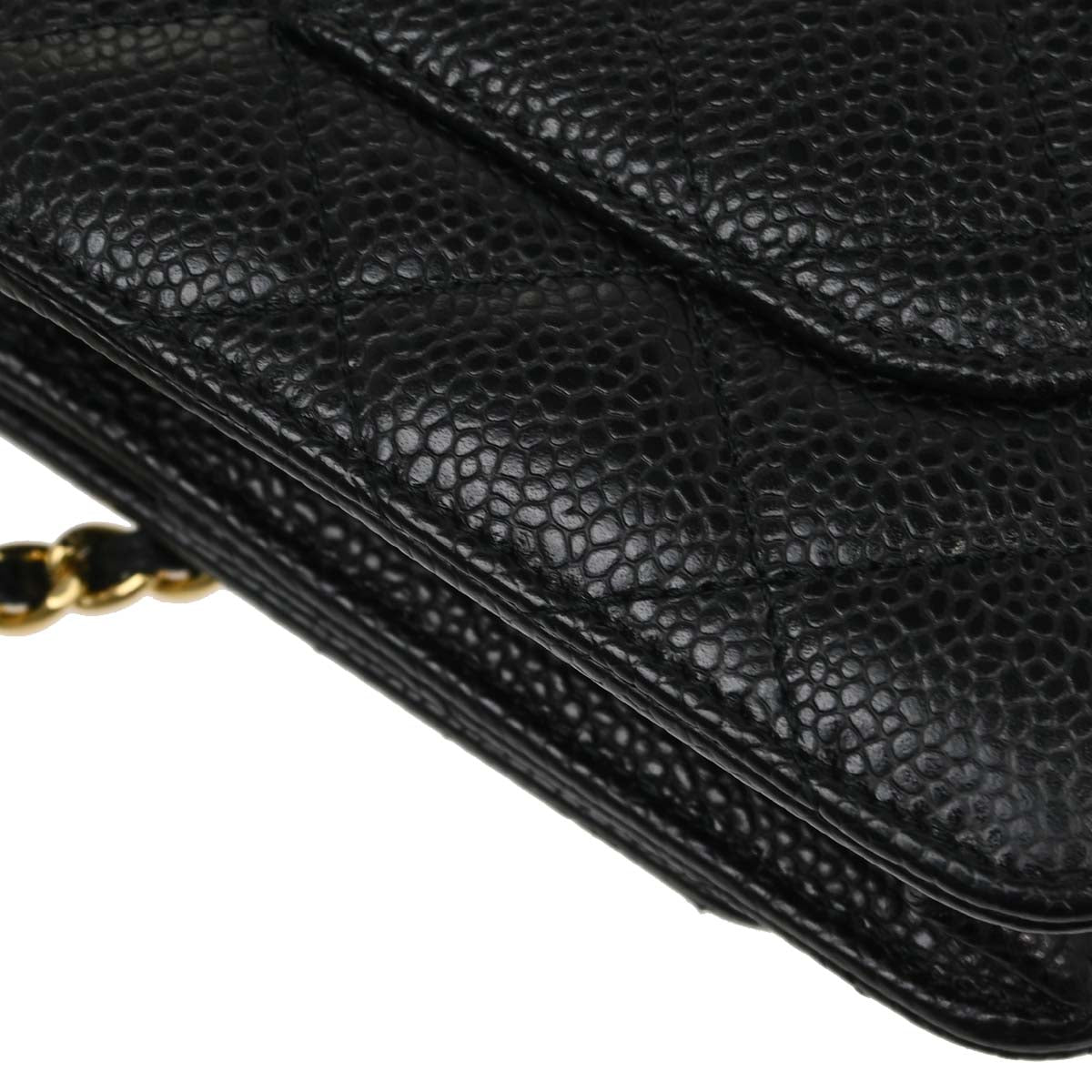 Chanel 2019 Black Caviar Skin Classic WOC Wallet on Chain Bag