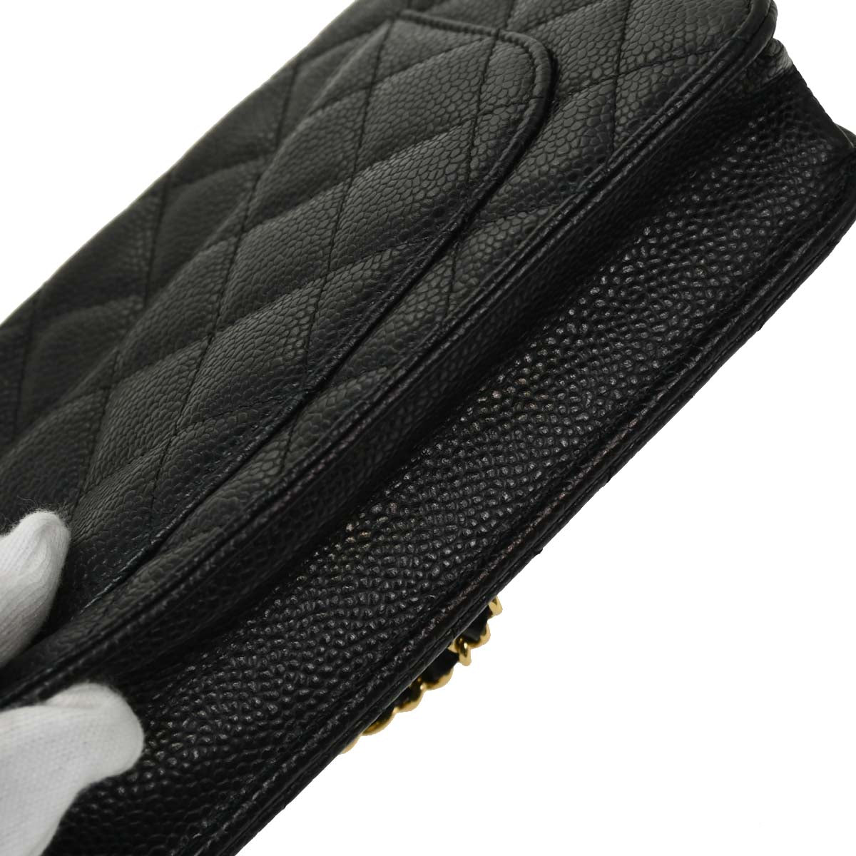 Chanel 2019 Black Caviar Skin Classic WOC Wallet on Chain Bag