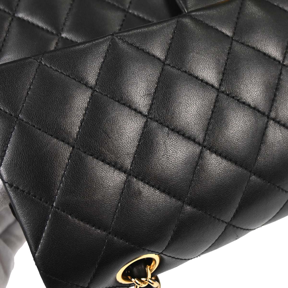 Chanel 2010-2011 Black Lambskin Medium Classic Double Flap Shoulder Bag