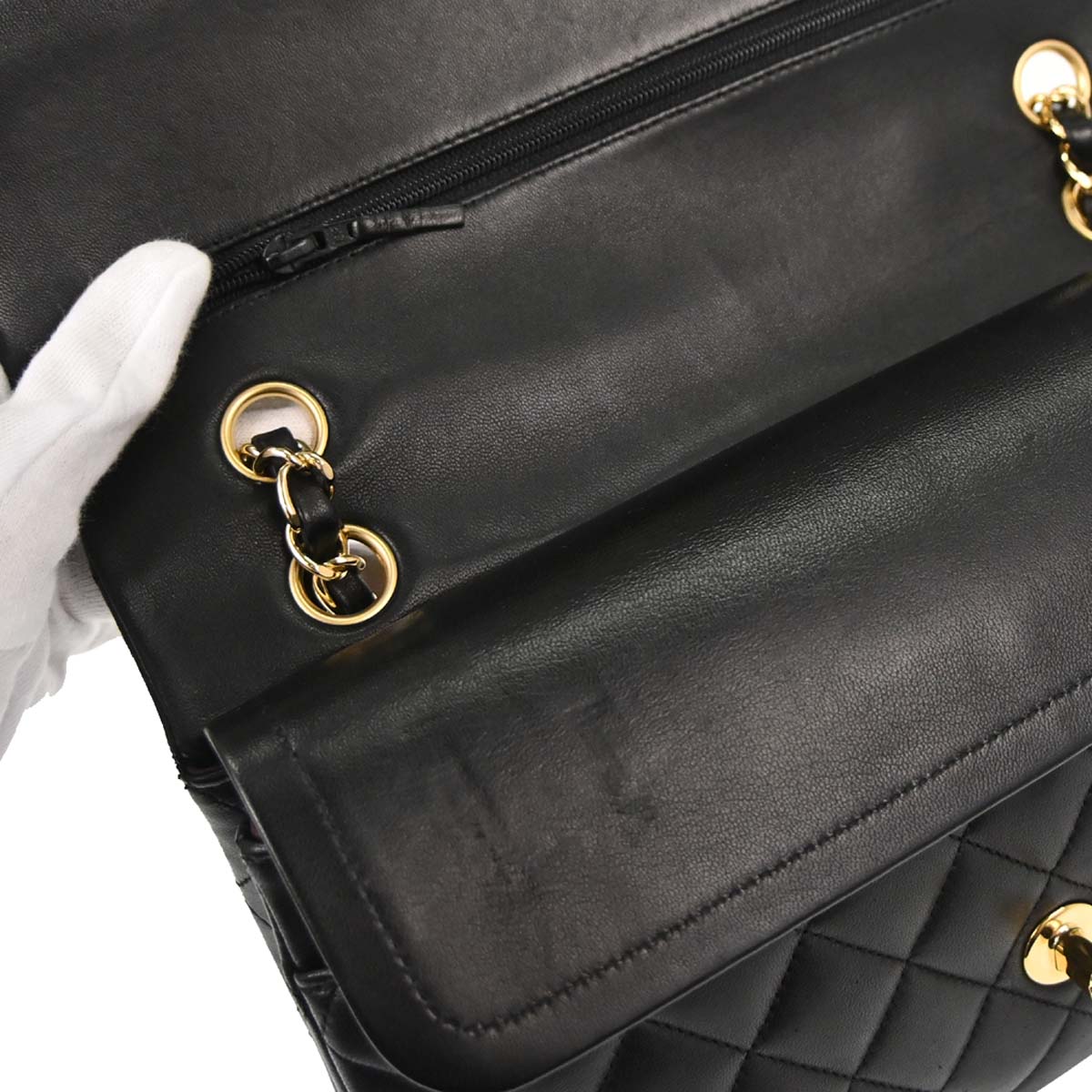Chanel 2010-2011 Black Lambskin Medium Classic Double Flap Shoulder Bag