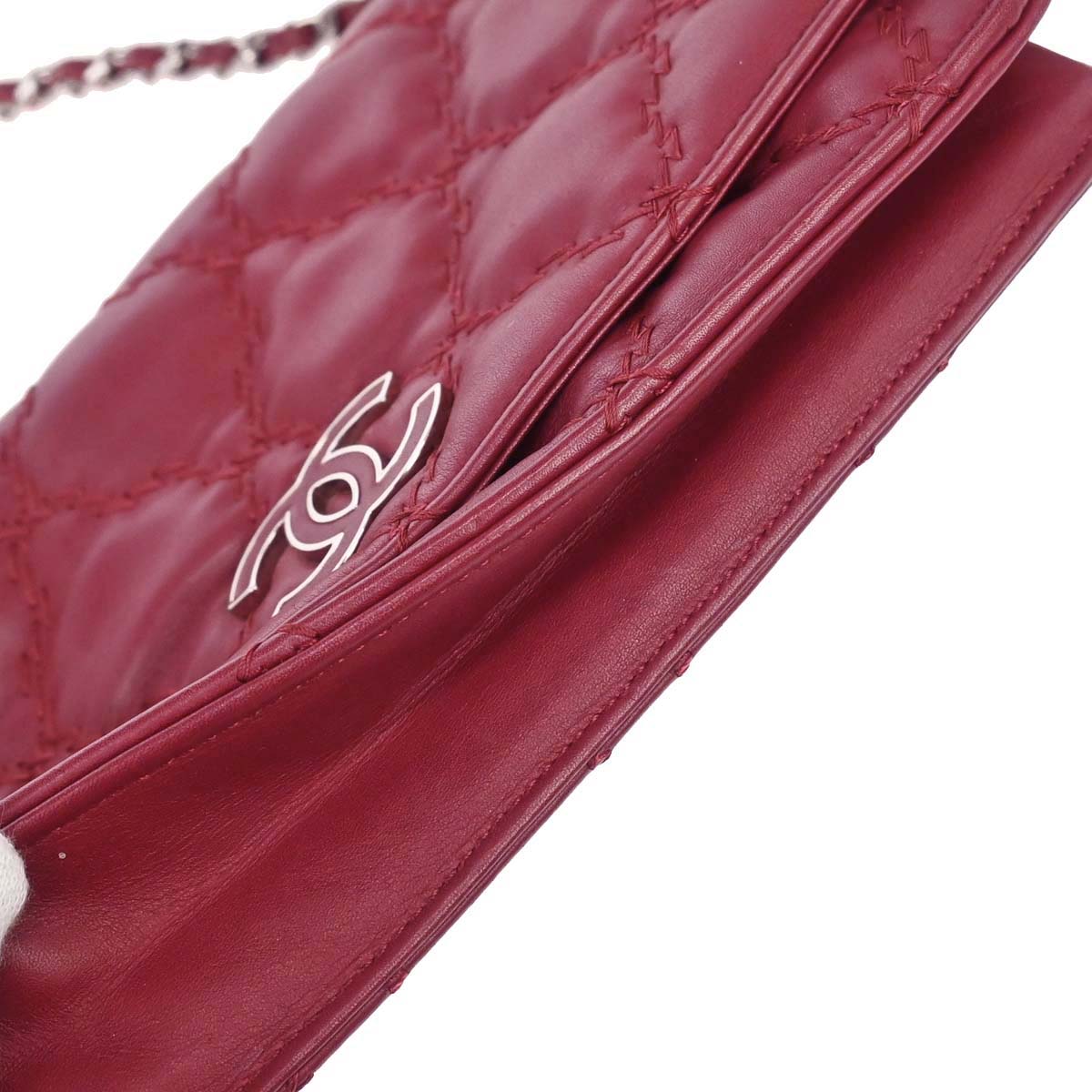 Chanel 2013-2014 Red Calfskin Hamptons WOC Wallet on Chain Bag