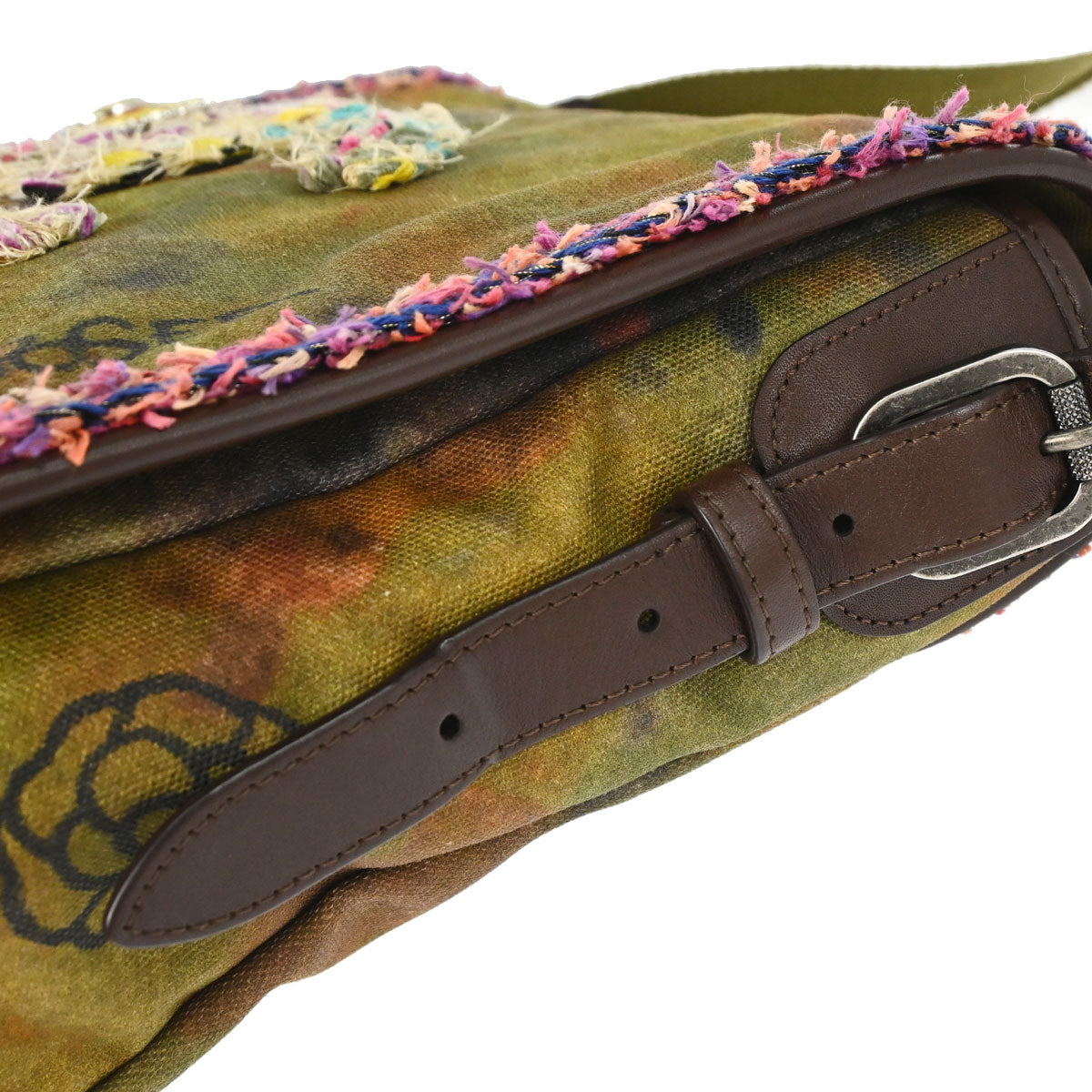 Chanel 2014-2015 Khaki Canvas Graffiti On The Pavements Shoulder Bag