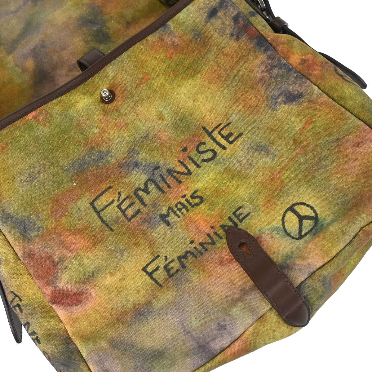 Chanel 2014-2015 Khaki Canvas Graffiti On The Pavements Shoulder Bag