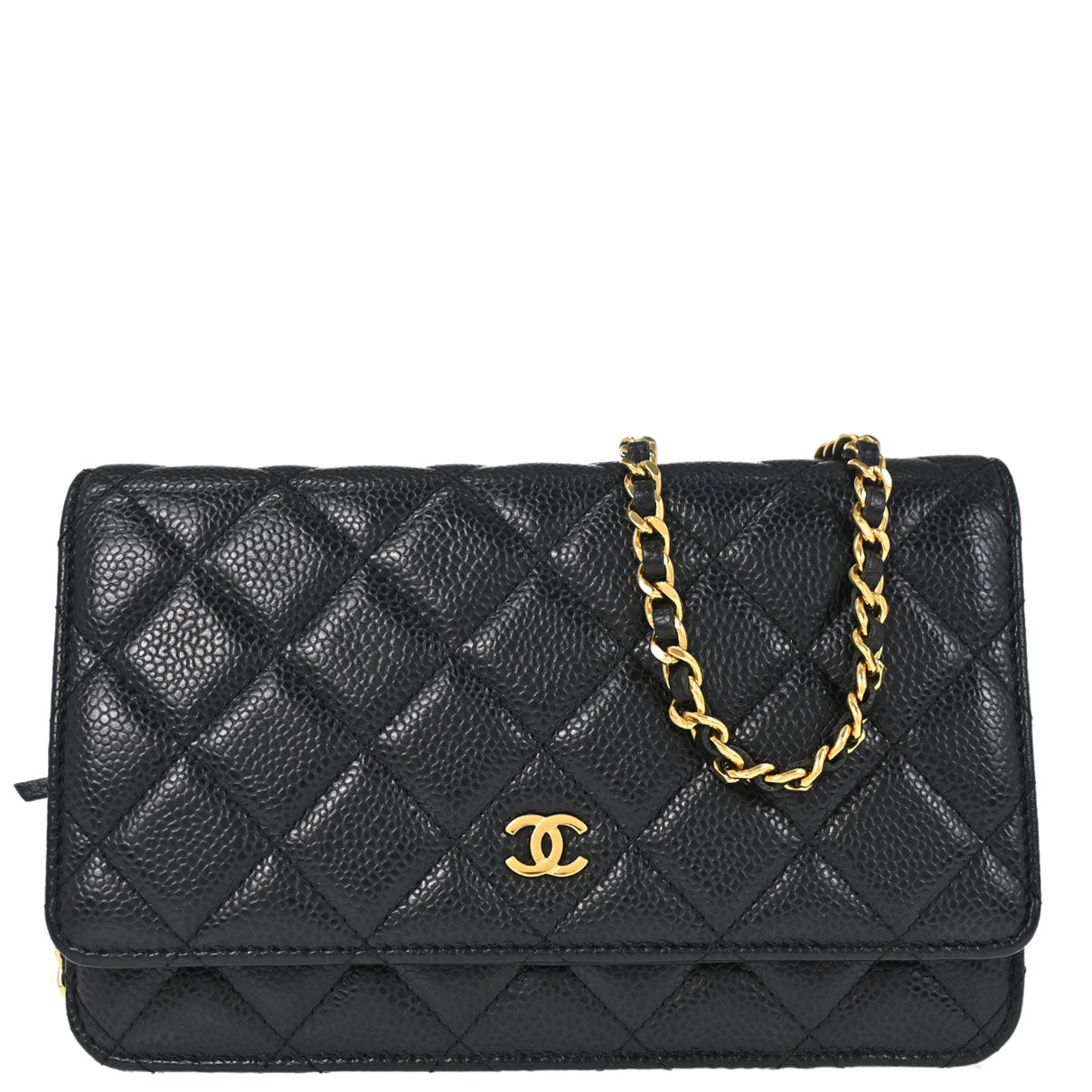 Chanel 2019 Black Caviar Skin Classic WOC Wallet on Chain Bag
