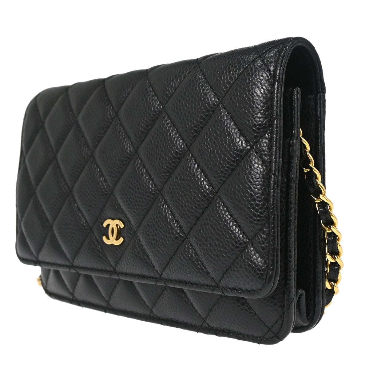 Chanel 2019 Black Caviar Skin Classic WOC Wallet on Chain Bag