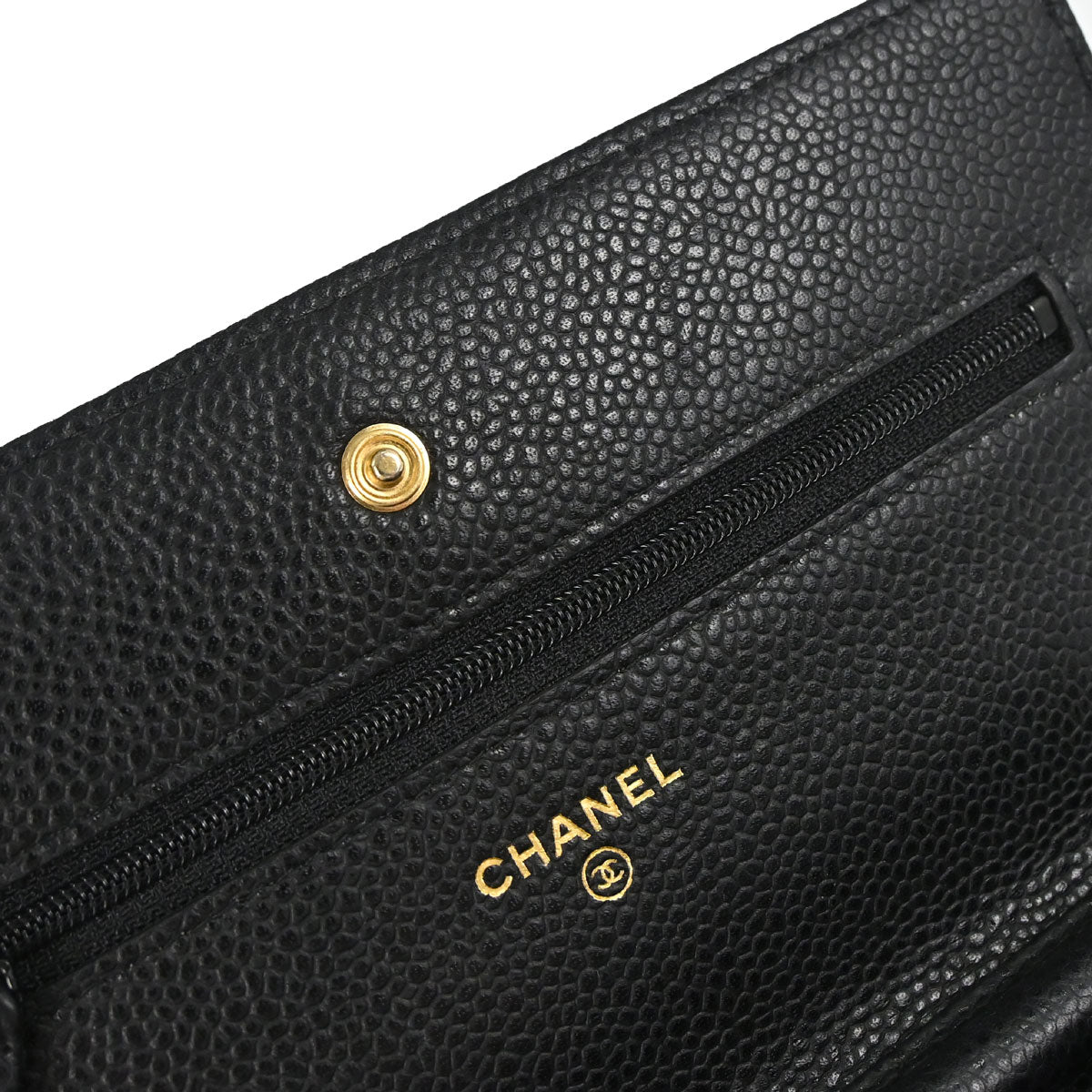 Chanel 2019 Black Caviar Skin Classic WOC Wallet on Chain Bag