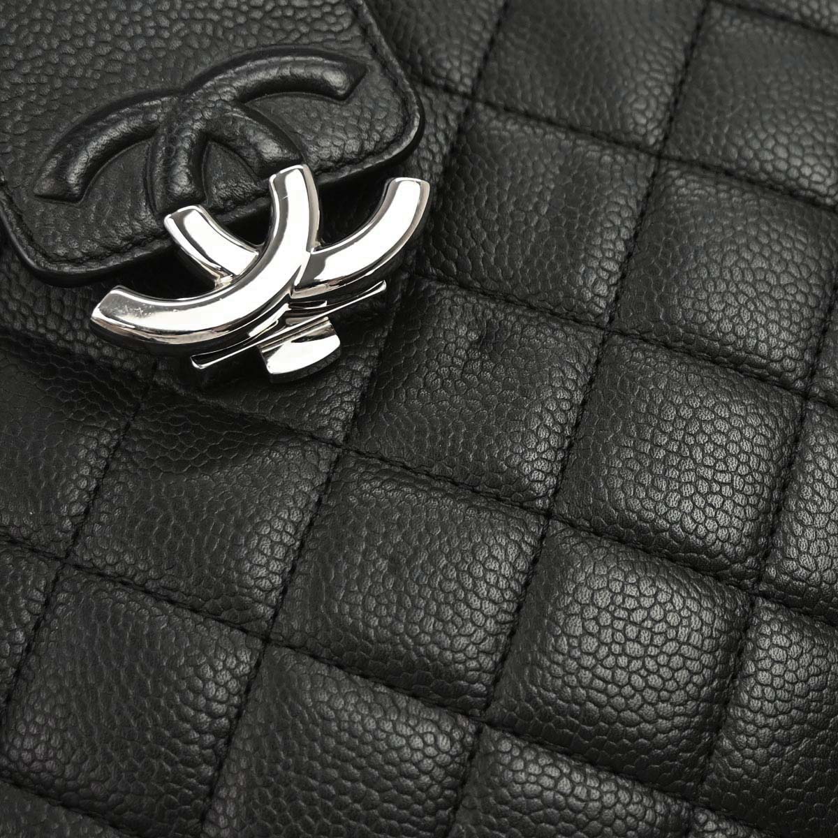 Chanel 2017 Black Caviar Skin CC Box Shopping Tote 2way Shoulder Handbag
