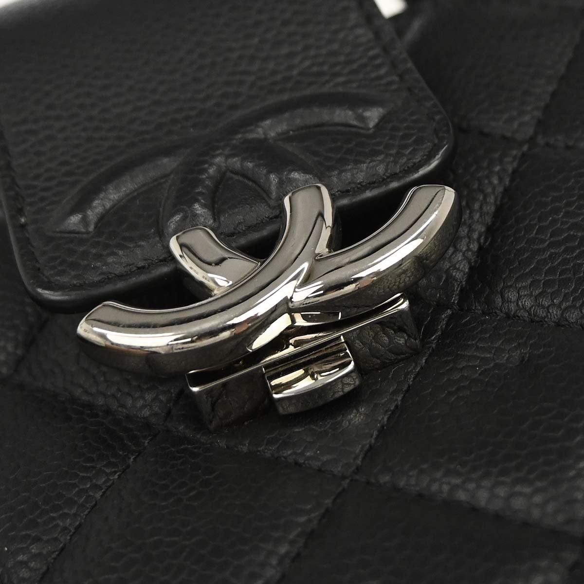 Chanel 2017 Black Caviar Skin CC Box Shopping Tote 2way Shoulder Handbag