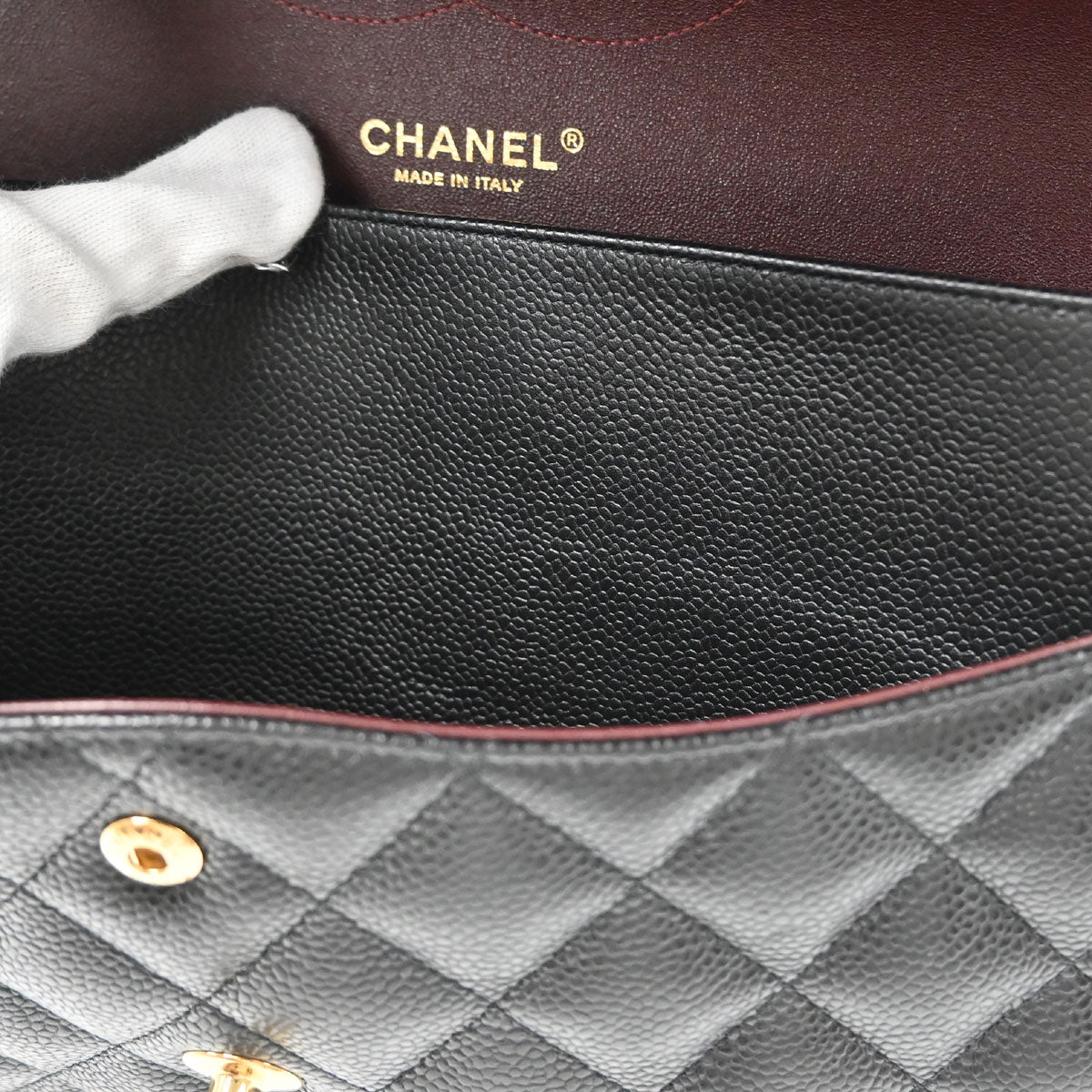 Chanel Black Caviar Skin Jumbo Classic Double Flap Shoulder Bag