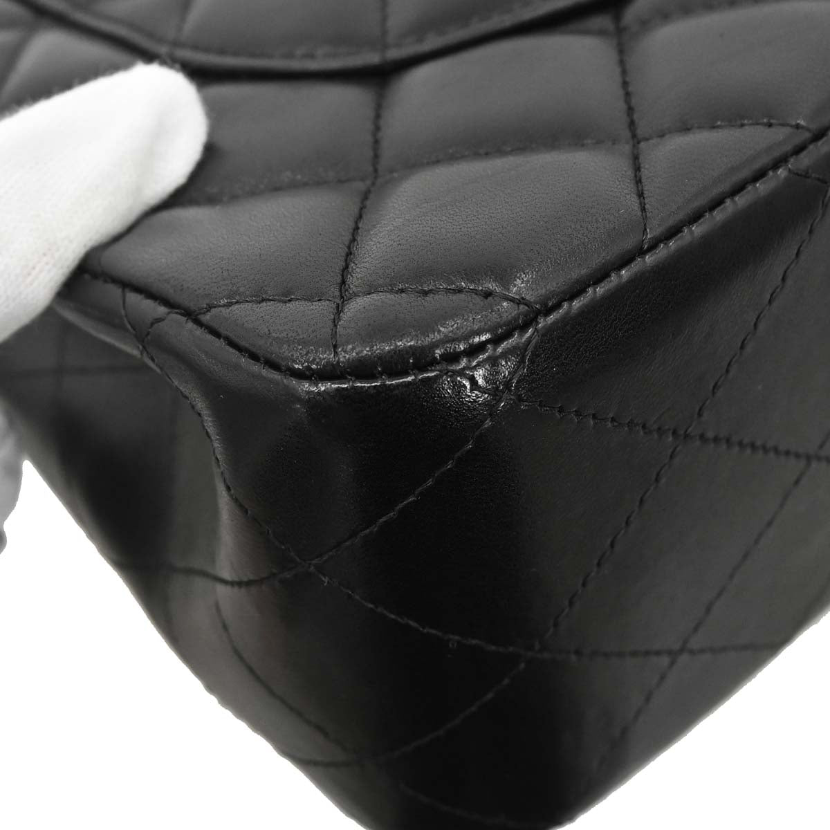 Chanel Black Lambskin Jumbo Classic Double Flap Shoulder Bag