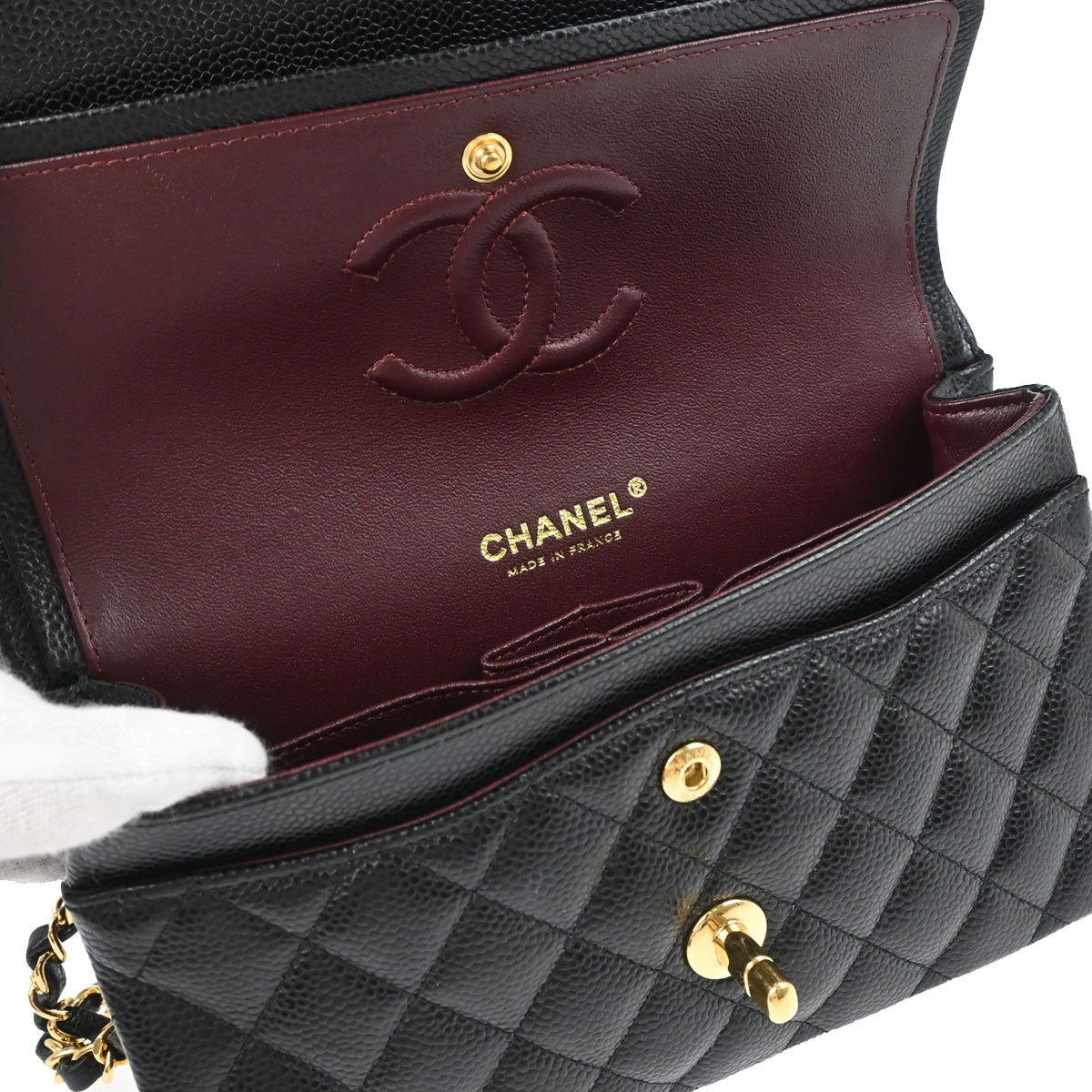 Chanel Black Caviar Skin Small Classic Double Flap Shoulder Bag