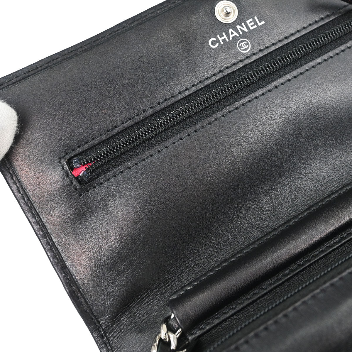 Chanel Black Calfskin Cambon Ligne WOC Wallet on Chain Shoulder Bag