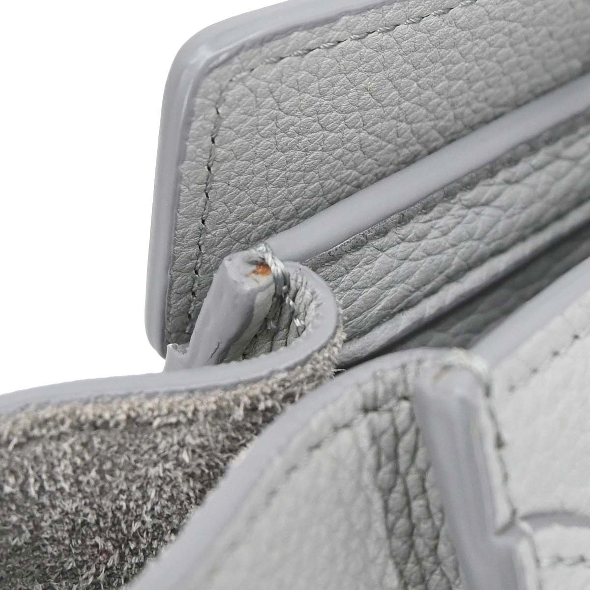 Celine Gray Leather Nano Luggage 2way Shoulder Tote Handbag