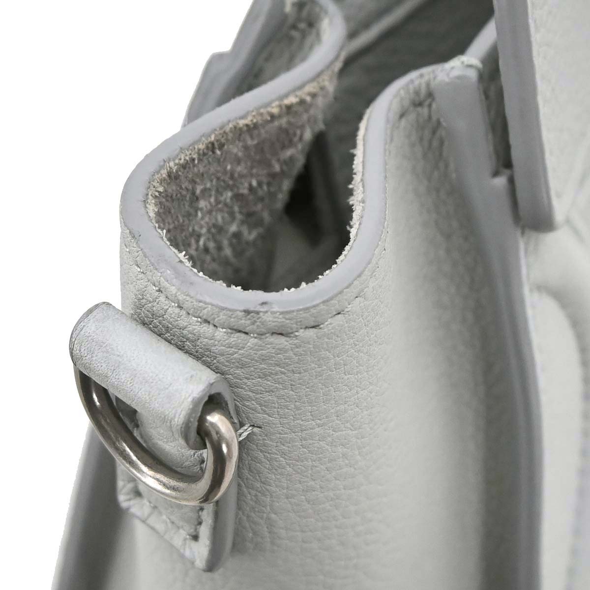 Celine Gray Leather Nano Luggage 2way Shoulder Tote Handbag