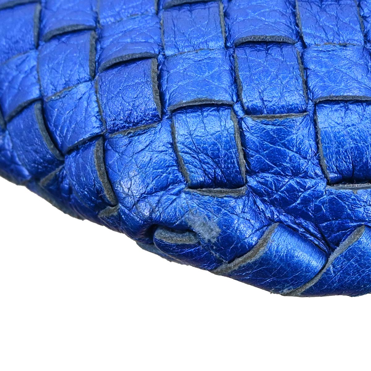 Bottega Veneta Metallic Blue Lambskin Intrecciato Hobo Handbag