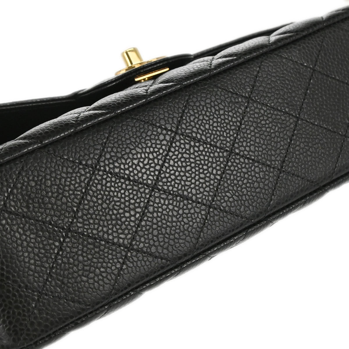 Chanel 2019 Black Caviar Skin Small Classic Double Flap Shoulder Bag