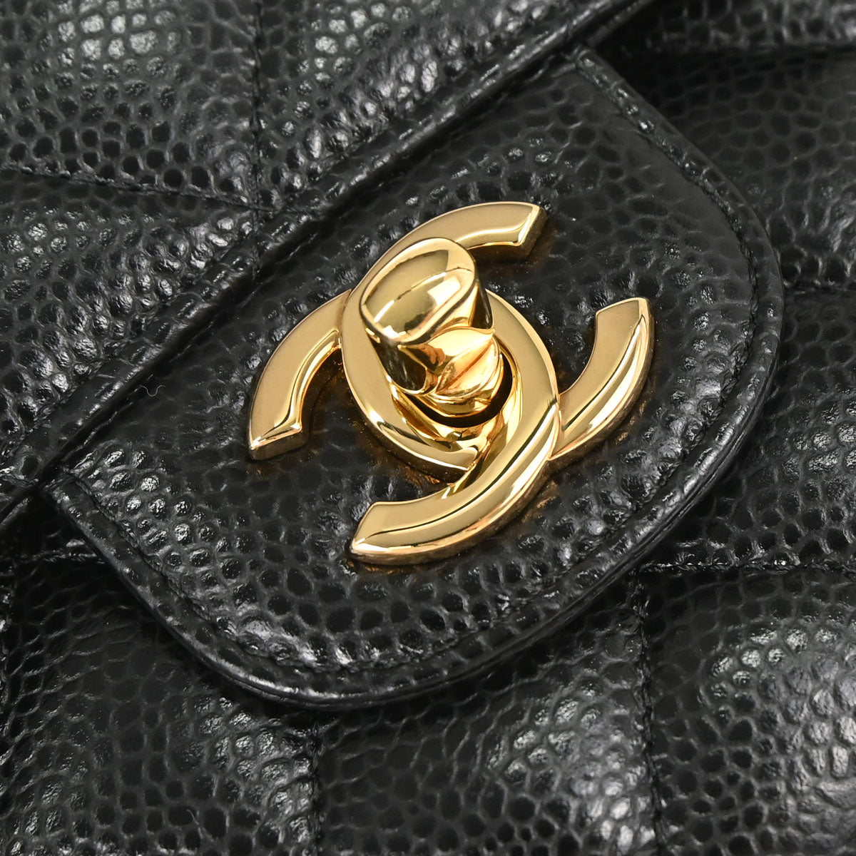 Chanel 2019 Black Caviar Skin Small Classic Double Flap Shoulder Bag
