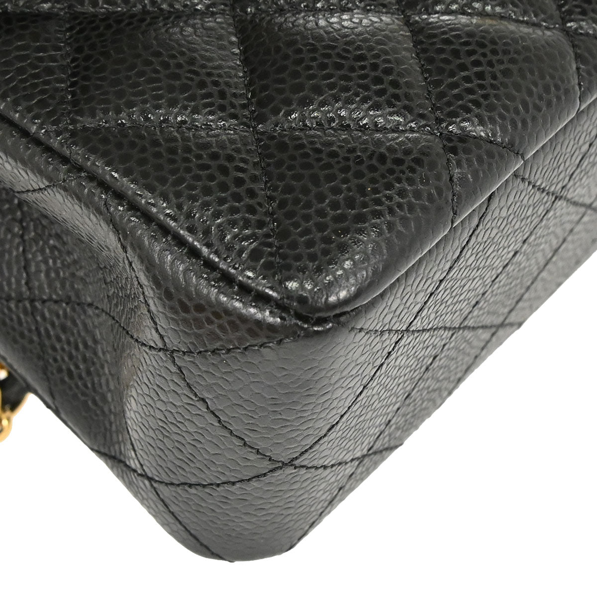 Chanel 2019 Black Caviar Skin Small Classic Double Flap Shoulder Bag