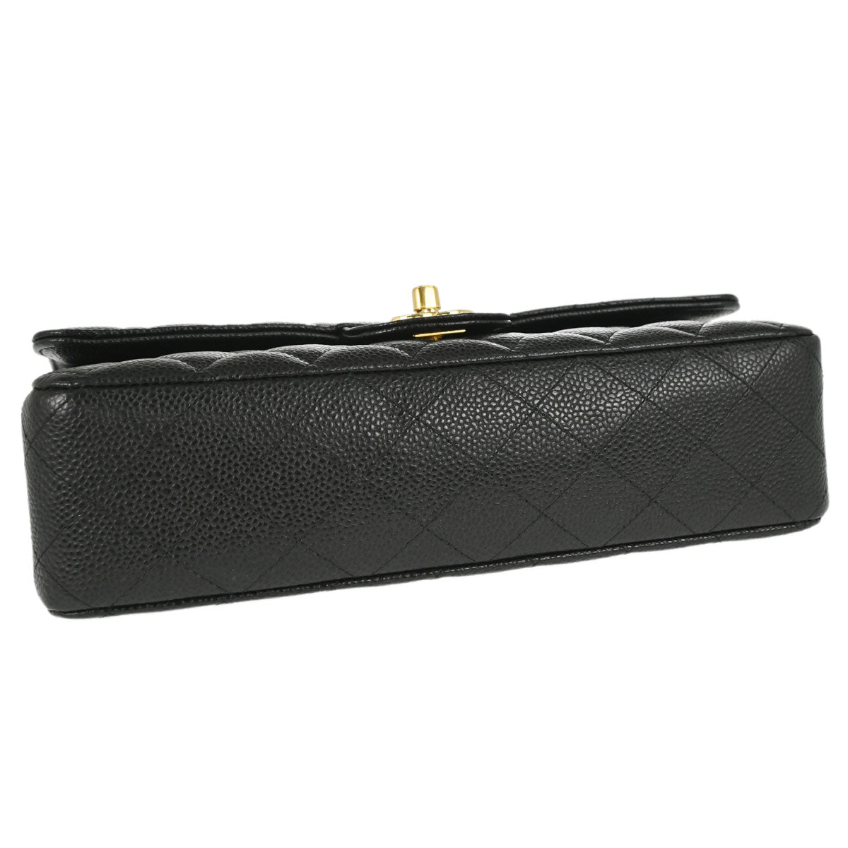 Chanel 2017-2018 Black Caviar Skin Medium Classic Double Flap Shoulder Bag