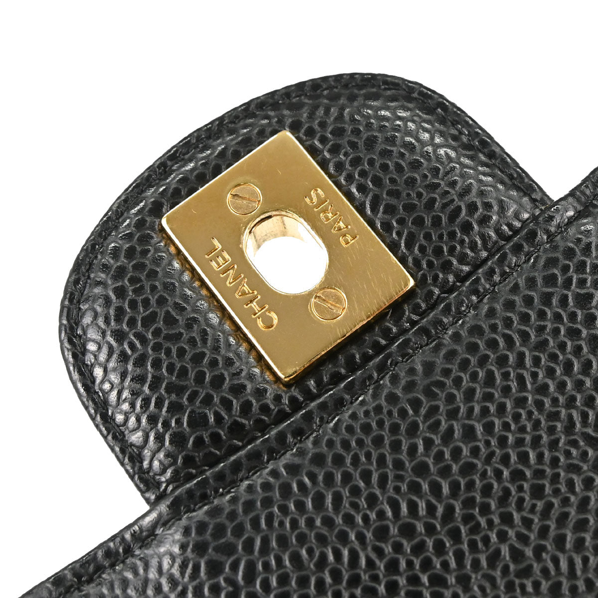 Chanel 2015-2016 Black Caviar Skin Medium Classic Double Flap Shoulder Bag