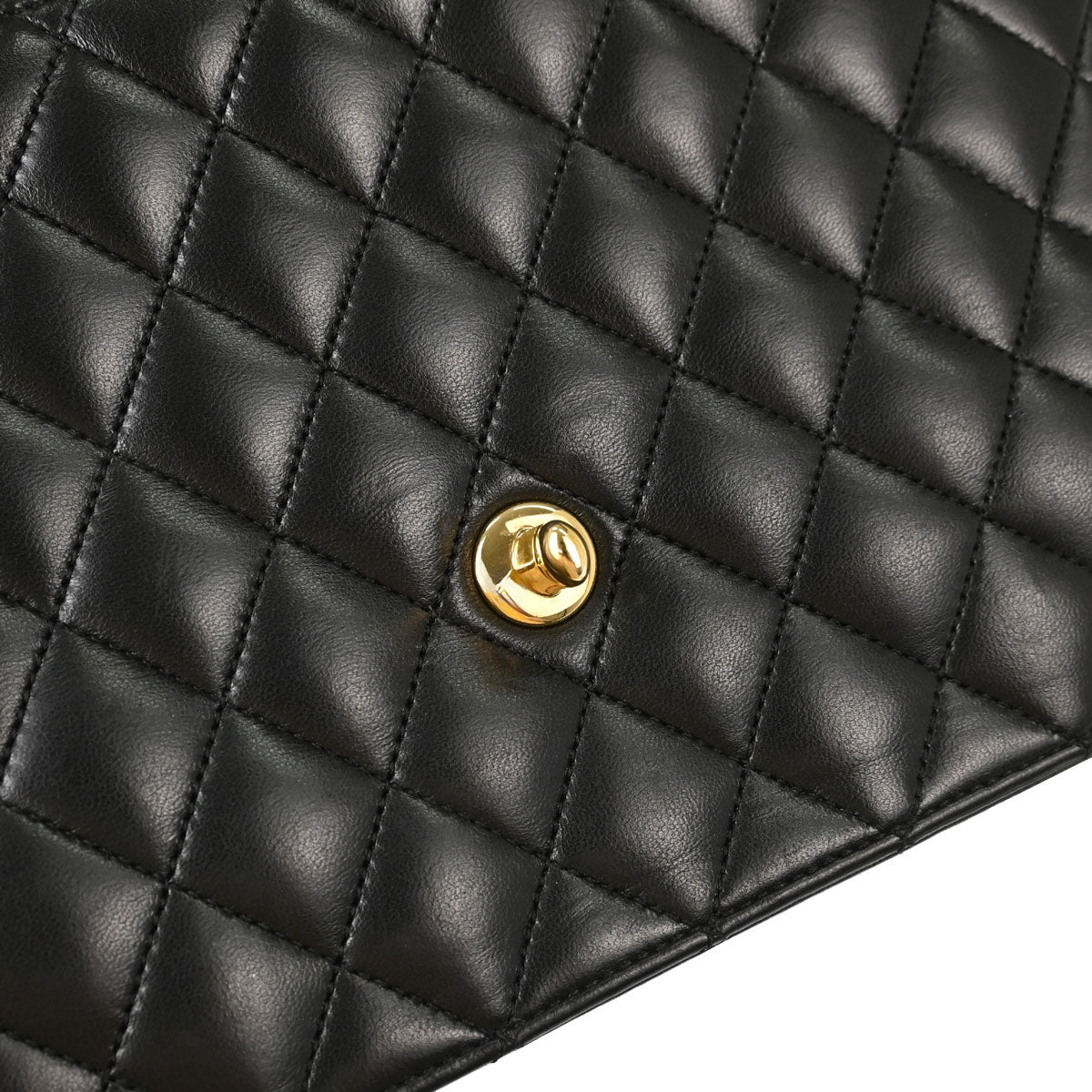 Chanel Black Lambskin Turnlock Medium Half Flap Shoulder Bag