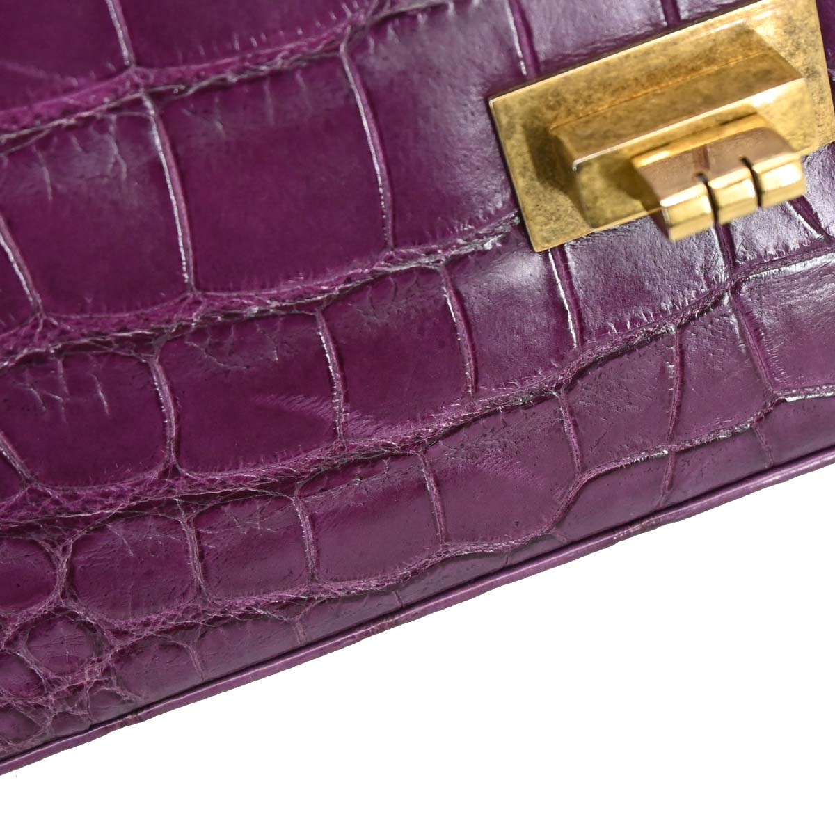 Chanel * Purple Crocodile Classic Single Flap Shoulder Bag