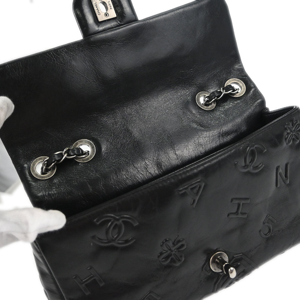 Chanel Black Calfskin Precious Symbols Shoulder Bag