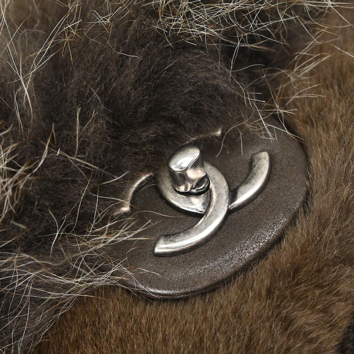 Chanel Brown Rabbit Fur Shoulder Bag