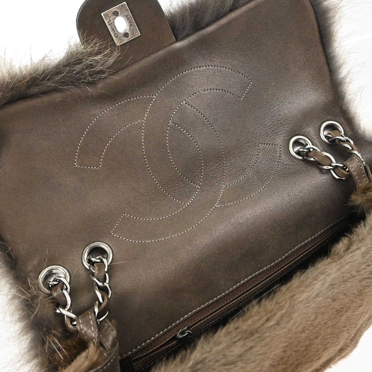 Chanel Brown Rabbit Fur Shoulder Bag