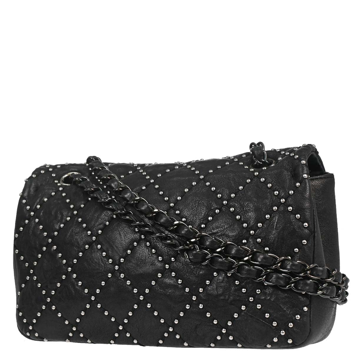 Chanel Black Calfskin Paris-Dallas Studded Flap Shoulder Bag
