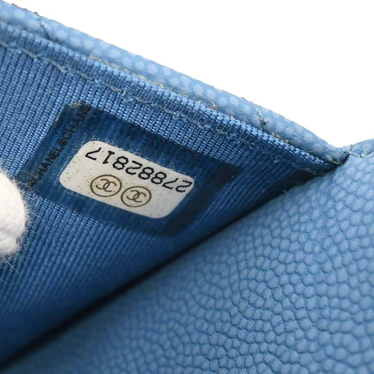 Chanel Blue Caviar Skin Chevron Classic WOC Wallet on Chain Bag