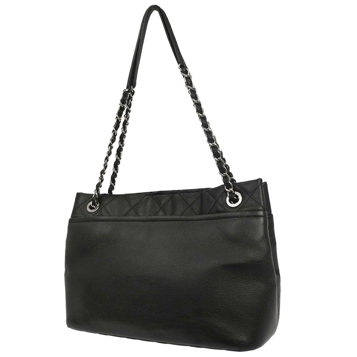 Chanel 2012 Black Caviar Skin Timeless CC Chain Tote Bag