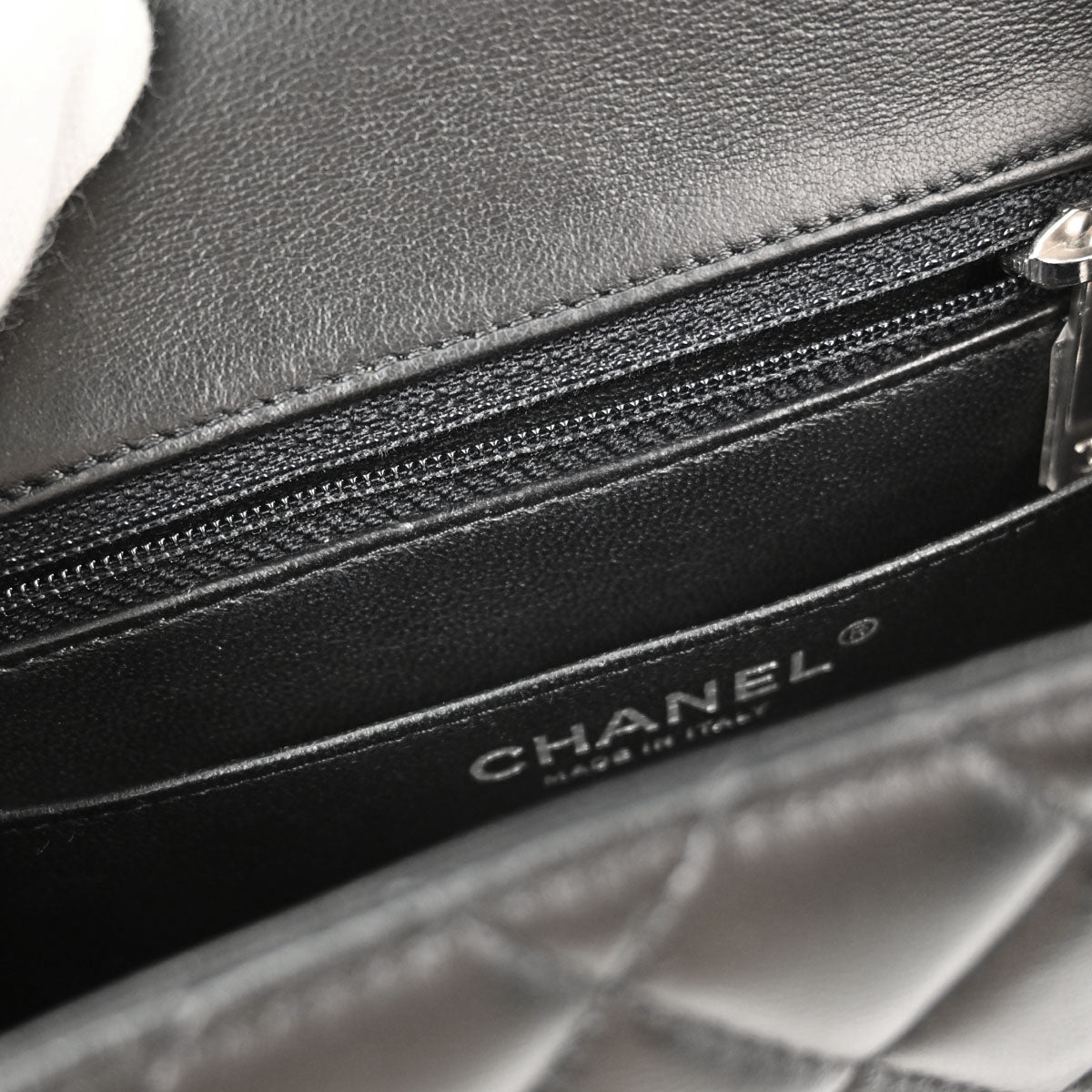 Chanel Black Lambskin Mini Classic Square Flap Shoulder Bag 17