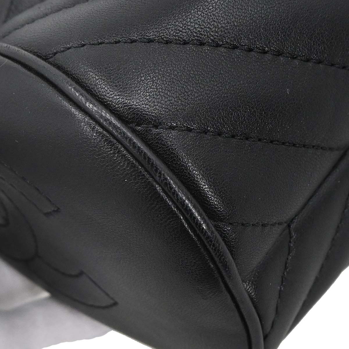 Chanel Black Lambskin Chevron Handle with Chic Bucket 2way Shoulder Handbag