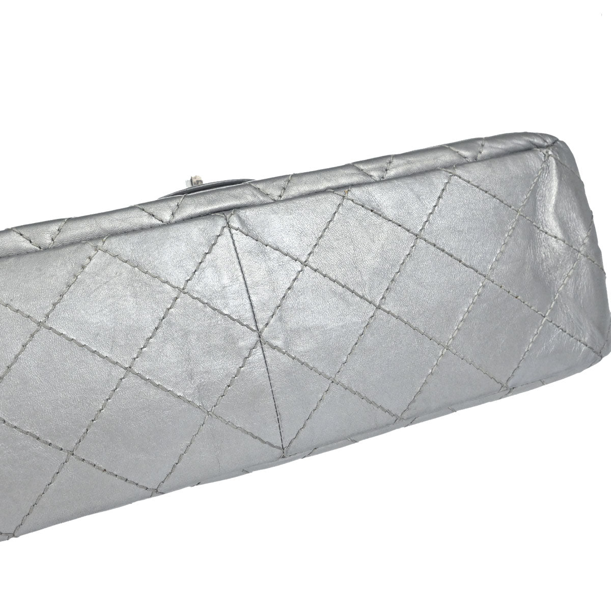 Chanel Silver Calfskin 2.55 Jumbo Classic Double Flap Shoulder Bag
