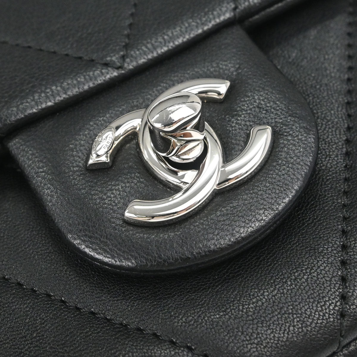 Chanel Black Calfskin Chevron Shoulder Bag
