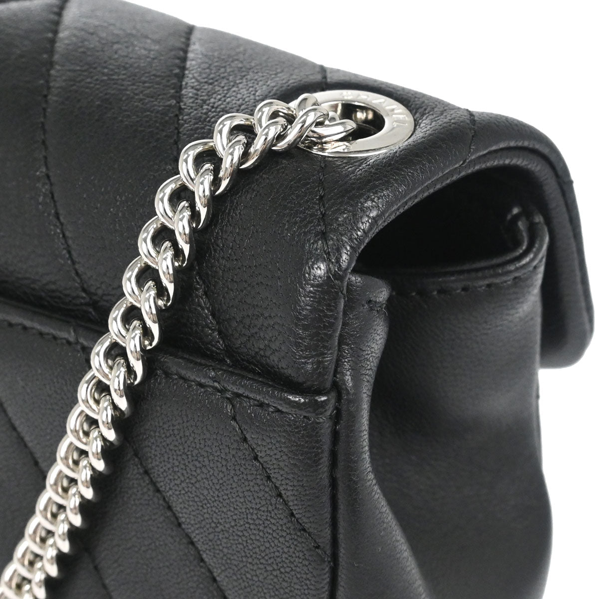 Chanel Black Calfskin Chevron Shoulder Bag