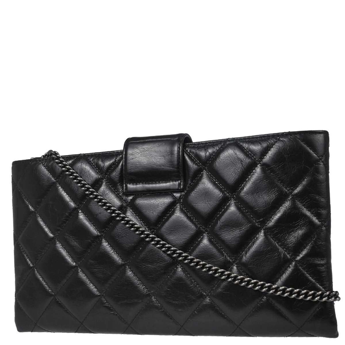 Chanel Black Glazed Calfskin Coco Pleats Shoulder Bag