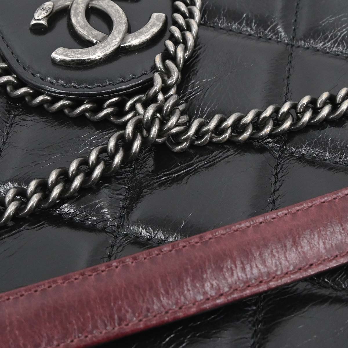 Chanel Black Glazed Calfskin Coco Pleats Shoulder Bag